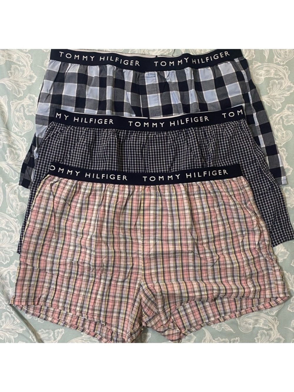Tommy Hilfiger Men's Plaid Cotton Boxers - Navy, Black, Pink
